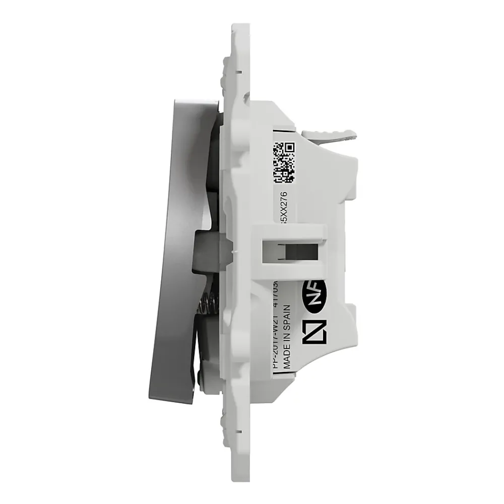 Schneider Electric Interrupteur poussoir lumineux LED bleu 10A à vis Odace aluminium