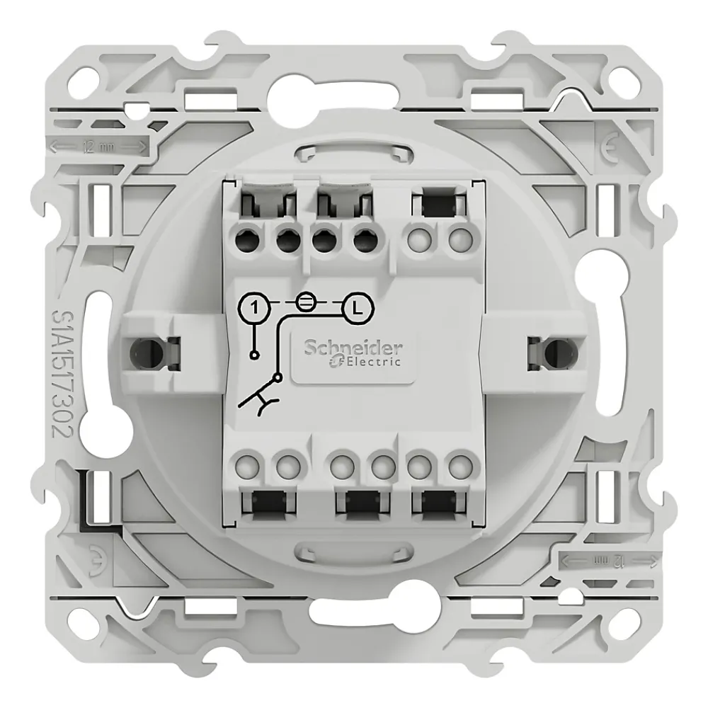 Schneider Electric Interrupteur poussoir lumineux LED bleu 10A à vis Odace aluminium