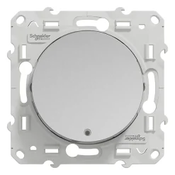 Schneider Electric Interrupteur poussoir lumineux LED bleu 10A à vis Odace aluminium