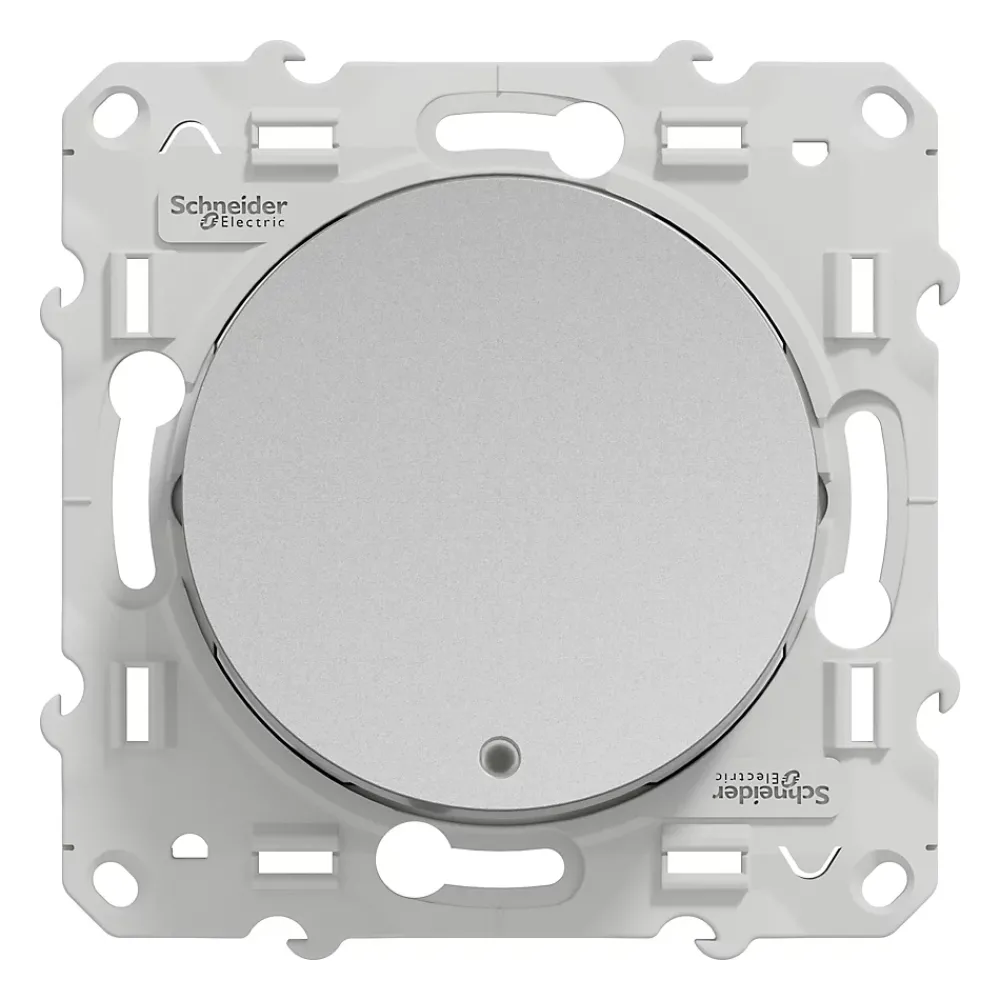 Schneider Electric Interrupteur poussoir lumineux LED bleu 10A à vis Odace aluminium