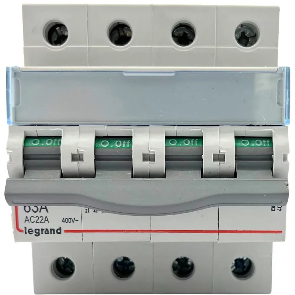 Legrand 406481 Interrupteur Sectionneur Tétrapolaire 4p 400v - 63a - 4 Modules - Bornes à Vis Dx3-is