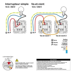 Schneider Electric Interrupteur va-et-vient connexion rapide 10A Unica Déco blanc