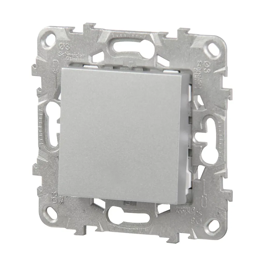Schneider Electric Interrupteur va-et-vient connexion rapide 10A Unica Déco aluminium