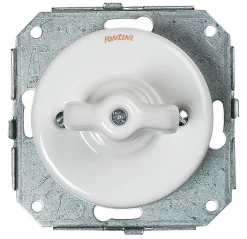 Fontini Interrupteur En Saillie-Interrupteur va-et-vient Garby Porcelaine blanche, manette blanche