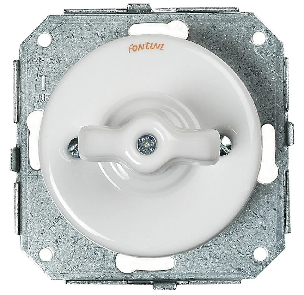 Fontini Interrupteur En Saillie-Interrupteur va-et-vient Garby Porcelaine blanche, manette blanche