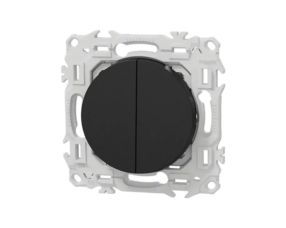 Schneider Electric Interrupteur Encastrable-Interrupteur va-et-vient ou poussoir double Noir onyx Schneider Odace