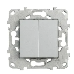 Schneider Electric Interrupteur Encastrable-Interrupteur va-et-vient + poussoir 10A Unica Déco aluminium