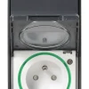 Schneider Electric Interrupteur En Saillie|Interrupteur Étanche-Interrupteur va-et-vient + prise avec terre verticale étanche complets saillie Mureva Styl anthracite