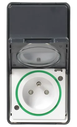 Schneider Electric Interrupteur En Saillie|Interrupteur Étanche-Interrupteur va-et-vient + prise avec terre verticale étanche complets saillie Mureva Styl anthracite