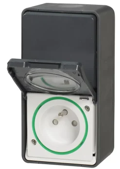 Schneider Electric Interrupteur En Saillie|Interrupteur Étanche-Interrupteur va-et-vient + prise avec terre verticale étanche complets saillie Mureva Styl anthracite