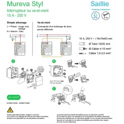Schneider Electric Interrupteur va-et-vient étanche complet saillie Mureva Styl blanc