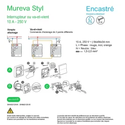 Schneider Electric Interrupteur En Saillie|Interrupteur Étanche-Interrupteur va-et-vient étanche complet encastré Mureva Styl anthracite