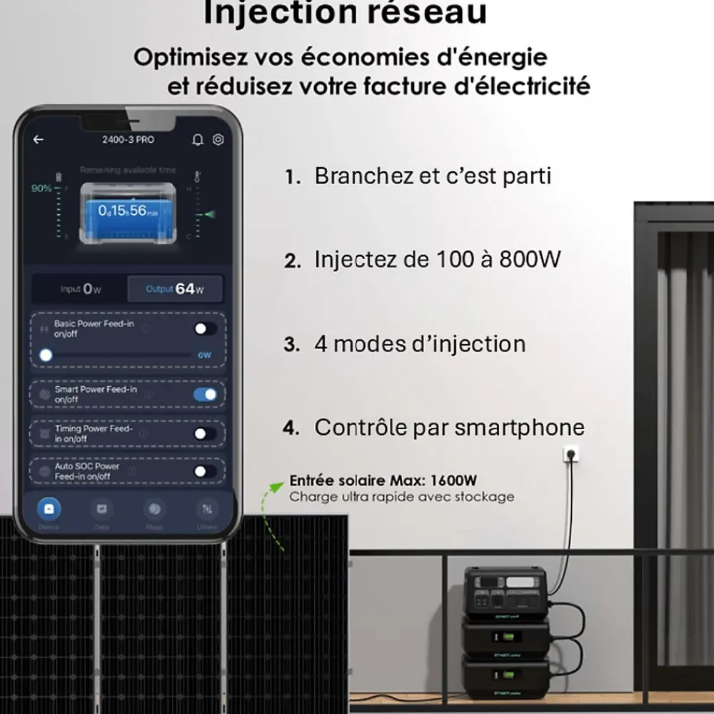 Orium Station Électrique-IZYWATT.eco 2048Wh injection réseau + panneau solaire pliant 400W