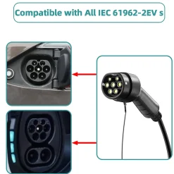 Jatrhg câble de recharge 3,6kW / 16A monophasé, 10m, type 2 vers type 2, pour véhicules électriques et hybrides rechargeables