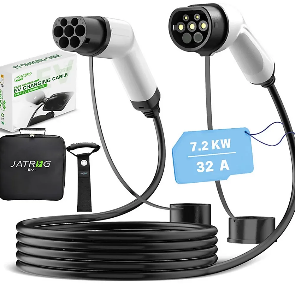 Jatrhg Borne Recharge Voiture Électrique-câble de recharge 7,2kW / 32A monophasé, 10m, type 2 vers type 2, pour véhicules électriques et hybrides rechargeables