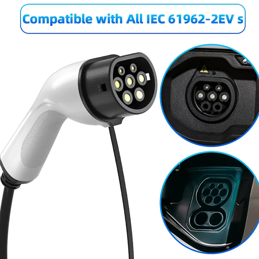Jatrhg Borne Recharge Voiture Électrique-câble de recharge 11kW / 16A triphasé, 15m, type 2 vers type 2, pour véhicules électriques et hybrides rechargeables
