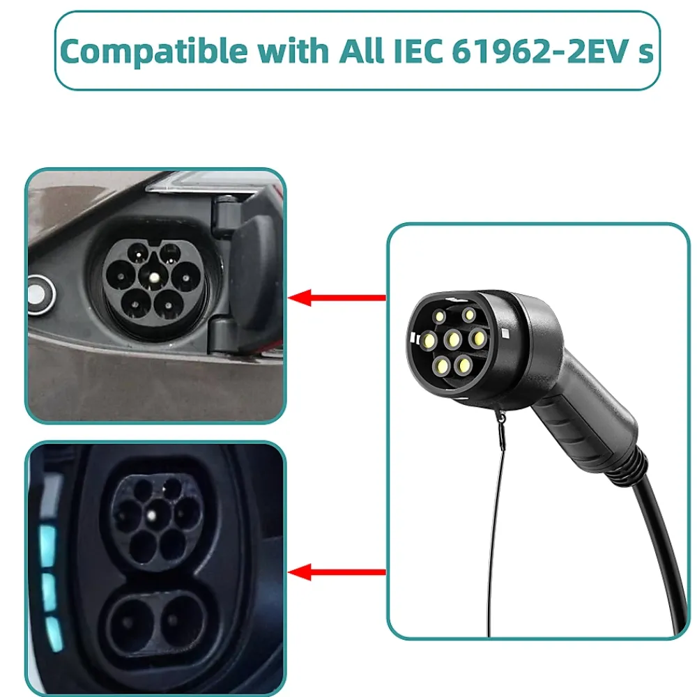 Jatrhg câble de recharge 11kW / 16A triphasé, 10m, type 2 vers type 2, pour véhicules électriques et hybrides rechargeables
