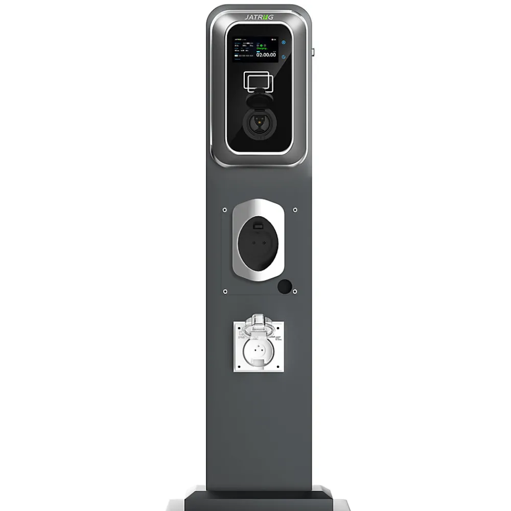 Jatrhg K2 kit de borne de recharge, 11kW / 16A, triphasé, avec prise de type 2 équipée de shutter pour EV, support inclus