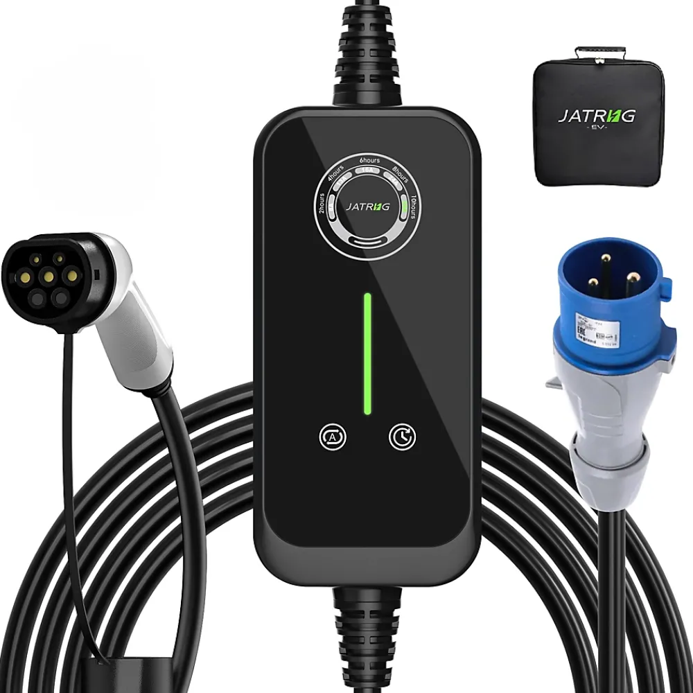 Jatrhg P1 chargeur portable réglable de 7,2kW à 1,5kW / 32A à 8A monophasé, 5m, type 2, pour véhicules électriques