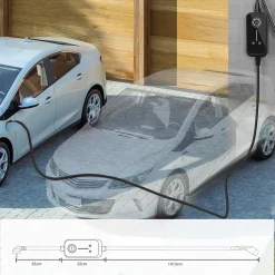 Jatrhg Borne Recharge Voiture Électrique-P1 chargeur portable réglable de 3,6kW à 1,5kW / 16A à 8A monophasé, 15m, type 2, pour véhicules électriques