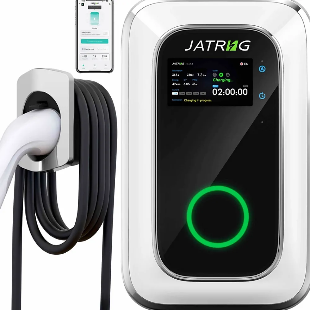 Jatrhg S1 borne de recharge IP66 pour véhicules électriques, 7,2 kW / 32 A, monophasé, avec câble type 2 de 6 m