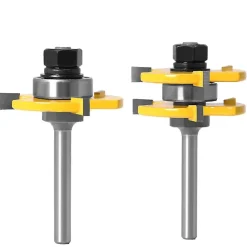 Deko Jeu de 3 mèches de burin en carbure à tige de 6mm, coupe-langue et rainure à 3 cannelures, outils de menuiserie en forme de T pour