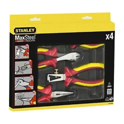 Stanley Pince À Dénuder-Jeu de 4 pinces isolées certifiées VDE 4-84-489 en acier à haute teneur en chrome, poignée bi matière