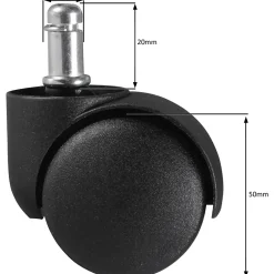 Finebuy Roulette Et Roue-Jeu de 5 roues pour chaises de bureau 11 rouleaux de tapis 50 mm