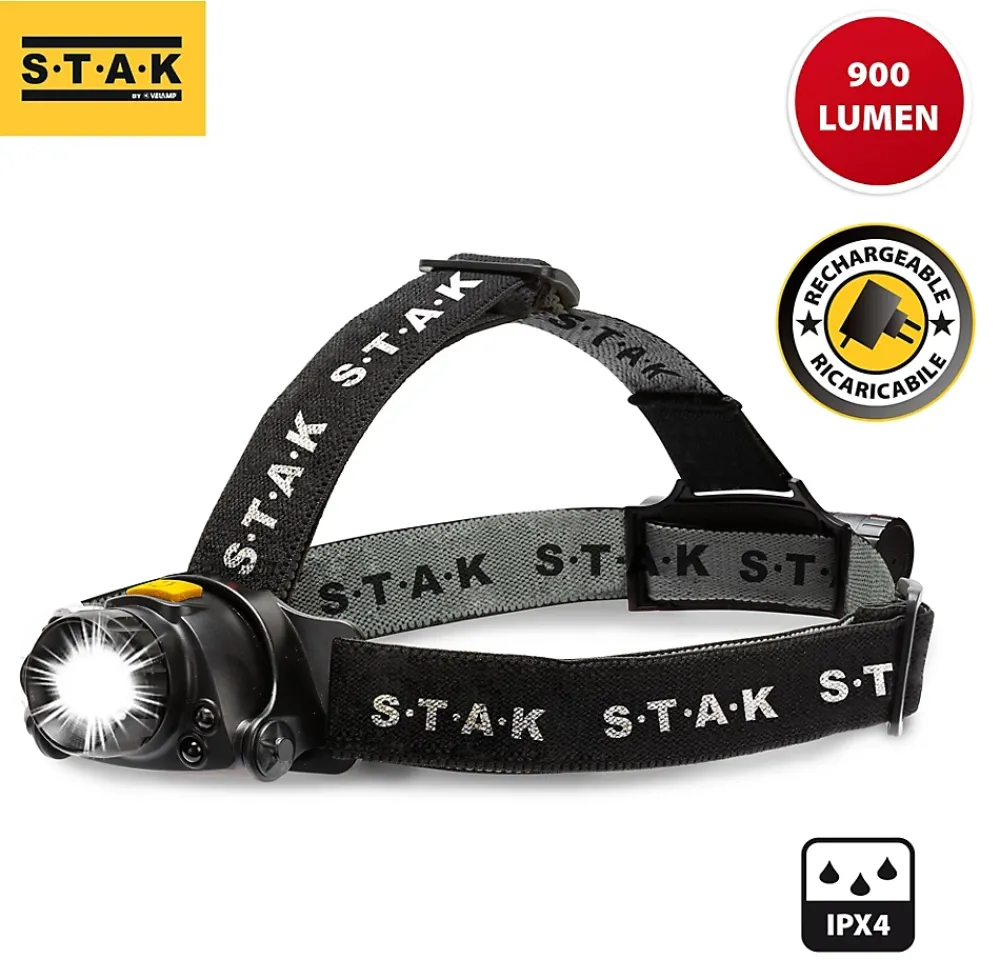 Stak Lampe Torche-KAIZER: lampe frontale rechargeable 10W 900 lumens, avec zoom