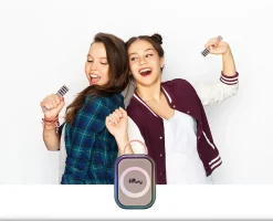 Lexibook Enceinte, Écouteur Et Casque-Karaoke Bluetooth Rose avec 2 micros sans fil