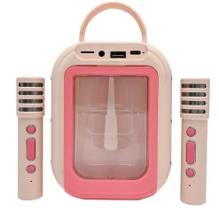 Lexibook Enceinte, Écouteur Et Casque-Karaoke Bluetooth Rose avec 2 micros sans fil