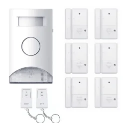 Kyf Alarme Sans Fil-Kit Alarme autonome détection de mouvement Eclairage alerte détecteur ouverture et télécommande