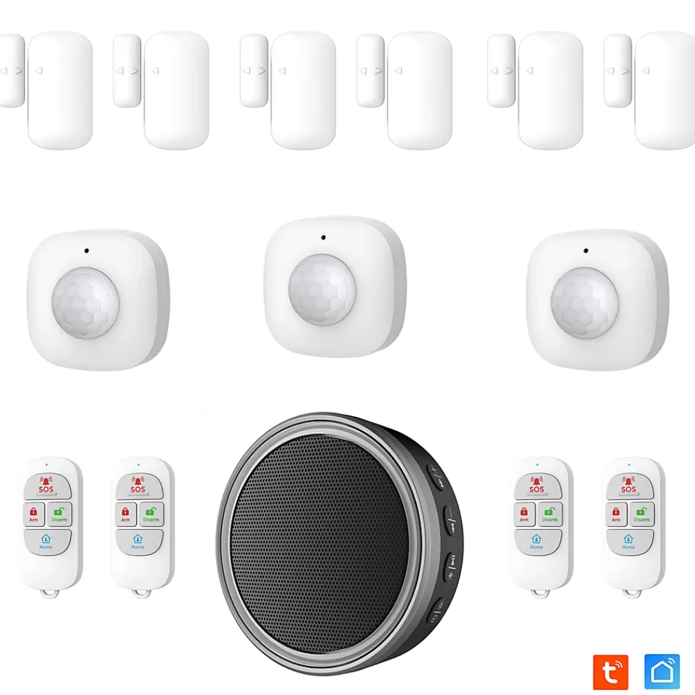 Kyf Alarme Sans Fil-Kit Alarme Etendu Évolutif 868 Mhz connecté Wifi 2,4Ghz avec Sirène 90dB Flash LED intégré (9 zones détectées)