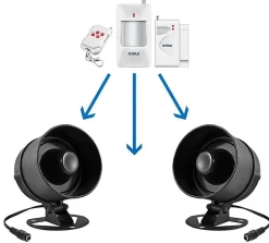 Nature Pro Alarme Sans Fil-Kit Alarme Maison sans Fil 115dB - avec Sirène, 4 Détecteurs Ouverture,2 Télécommandes, 2 Capteurs de Mouvement