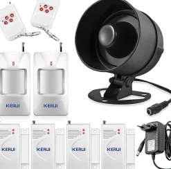 Nature Pro Alarme Sans Fil-Kit Alarme Maison sans Fil 115dB - avec Sirène, 4 Détecteurs Ouverture,2 Télécommandes, 2 Capteurs de Mouvement