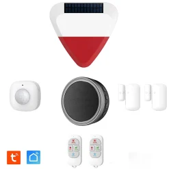 Kyf Kit Alarme Évolutif 868 Mhz connecté Wifi 2,4Ghz avec Sirène extérieur solaire