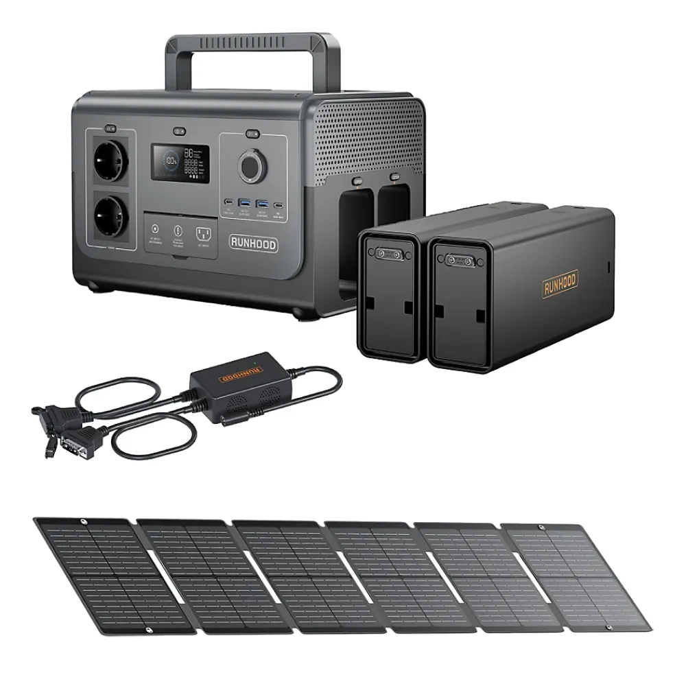 Runhood Panneau Solaire Plug And Play-Kit Atelier Mobile - 1200 W + 648 Wh + 100 W Solaire - Energie Nomade pour Chantier et Reparation