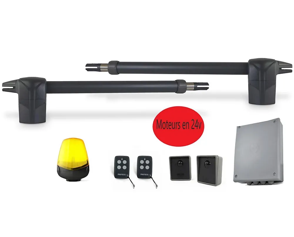 Proteco KIT - Automatisme de portail a battants - moteur 24V - SANS batteries - systeme a verins - 250Kg - MYASTER 4.24 by - 1319