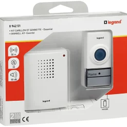 Legrand Sonnette Et Carillon-Kit carillon et sonnette sans fil 32 mélodies alimentation par piles Essentiel - Blanc