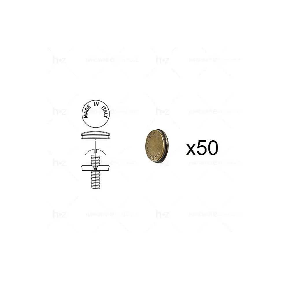 Hardwarexchange 1 Kit composés de 50 cache-vis bronze antique