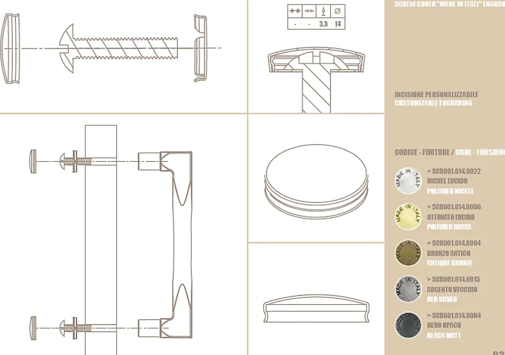 Hardwarexchange 1 Kit composés de 50 cache-vis bronze antique