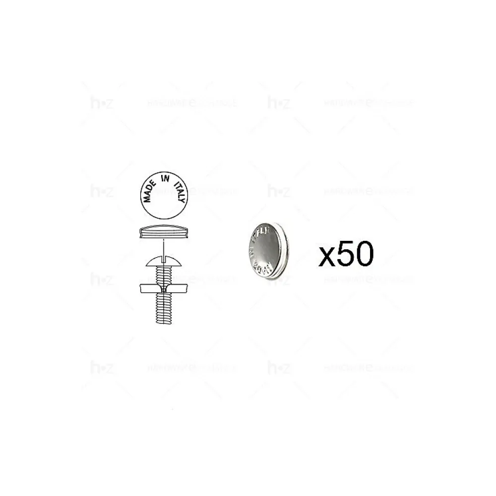Hardwarexchange Vis D'Assemblage De Meuble-1 Kit composés de 50 cache-vis nickel brillant, Lot de 6