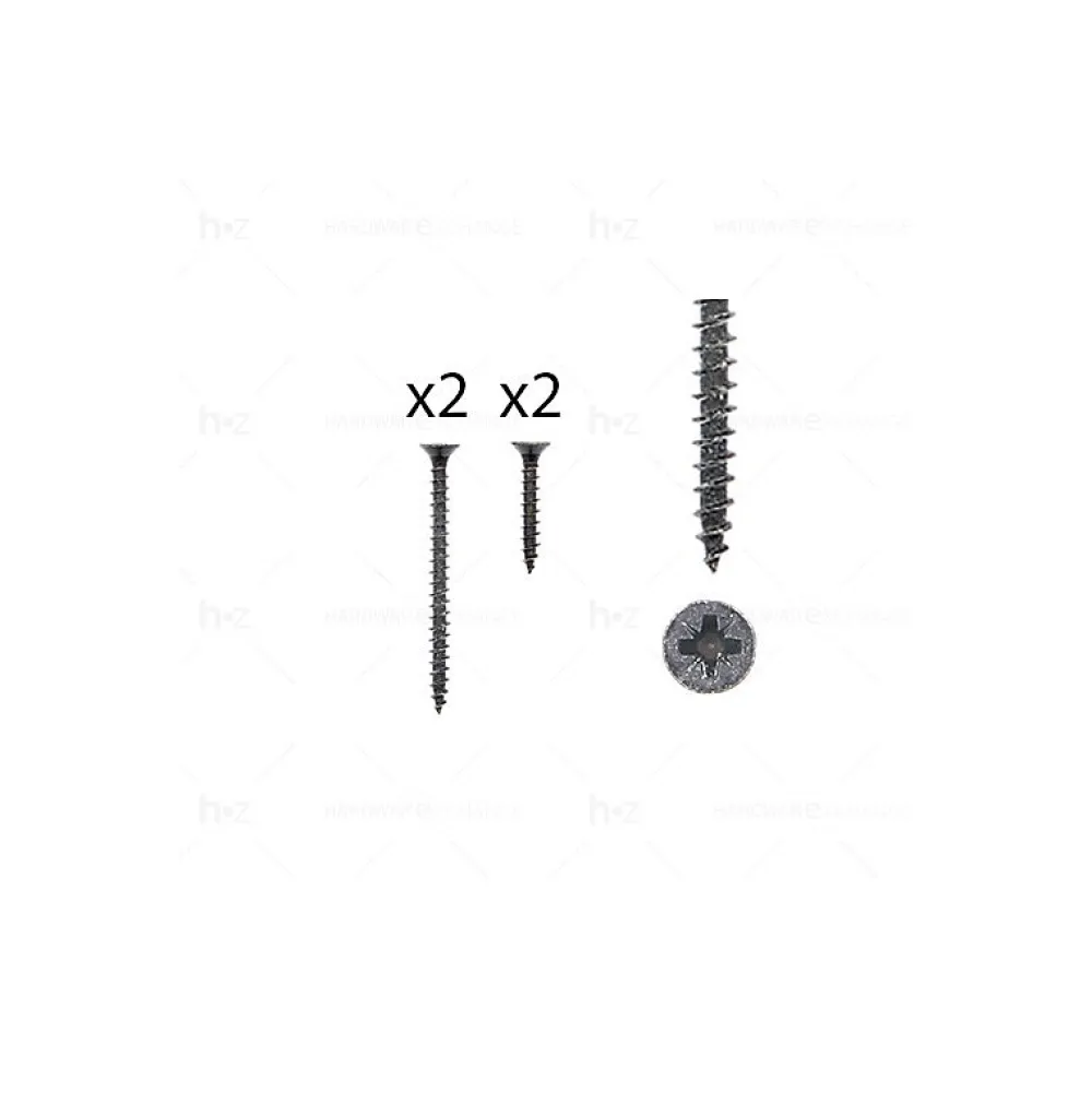 Hardwarexchange 1 kit composés de 2 vis 4x25 mm + 2 vis 4x50 mm Fer noir vintage