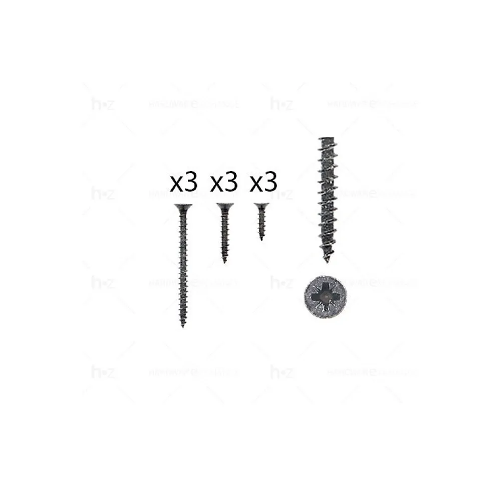 Hardwarexchange Vis D'Assemblage De Meuble-1 kit composés de 3 vis 35x16 + 3 vis 4x25 + 3 vis 4x50 Fer noir vintage