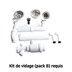 Not Available Kit de vidage B manuel évier avec panier acier inoxydable 1,5 ou 2 bacs