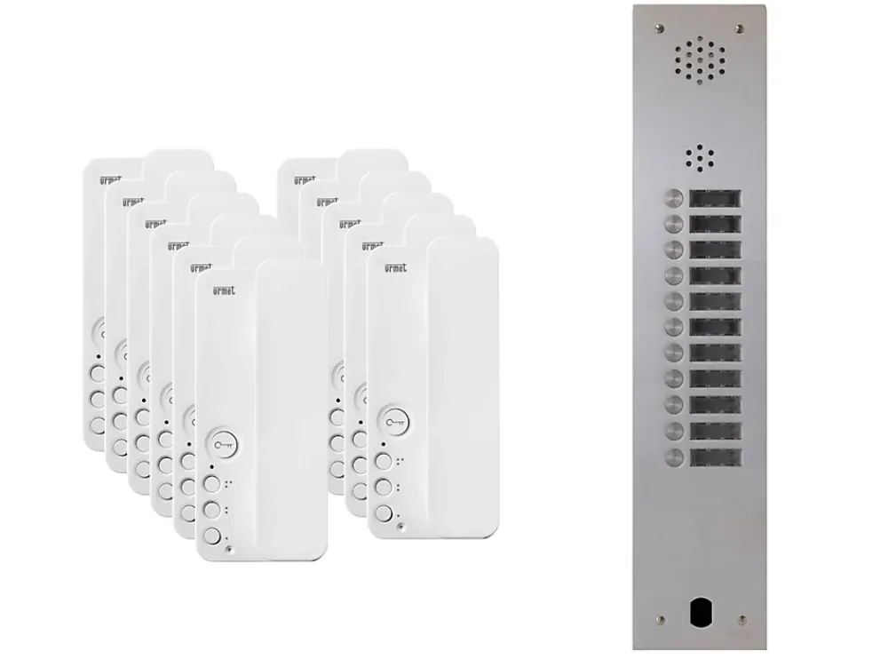 Urmet Kit interphone 1 rangée avec 11 combinés Collectif