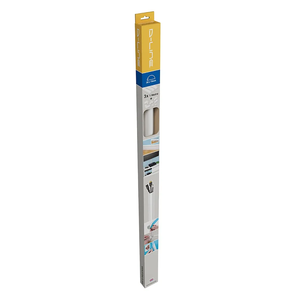 D-Line Moulure, Goulotte Et Plinthe-Kit moulure semi-circulaire 30 x 15 mm blanc avec accessoires, lot de 3