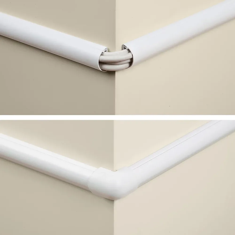 D-Line Moulure, Goulotte Et Plinthe-Kit moulure semi-circulaire 30 x 15 mm blanc avec accessoires, lot de 3