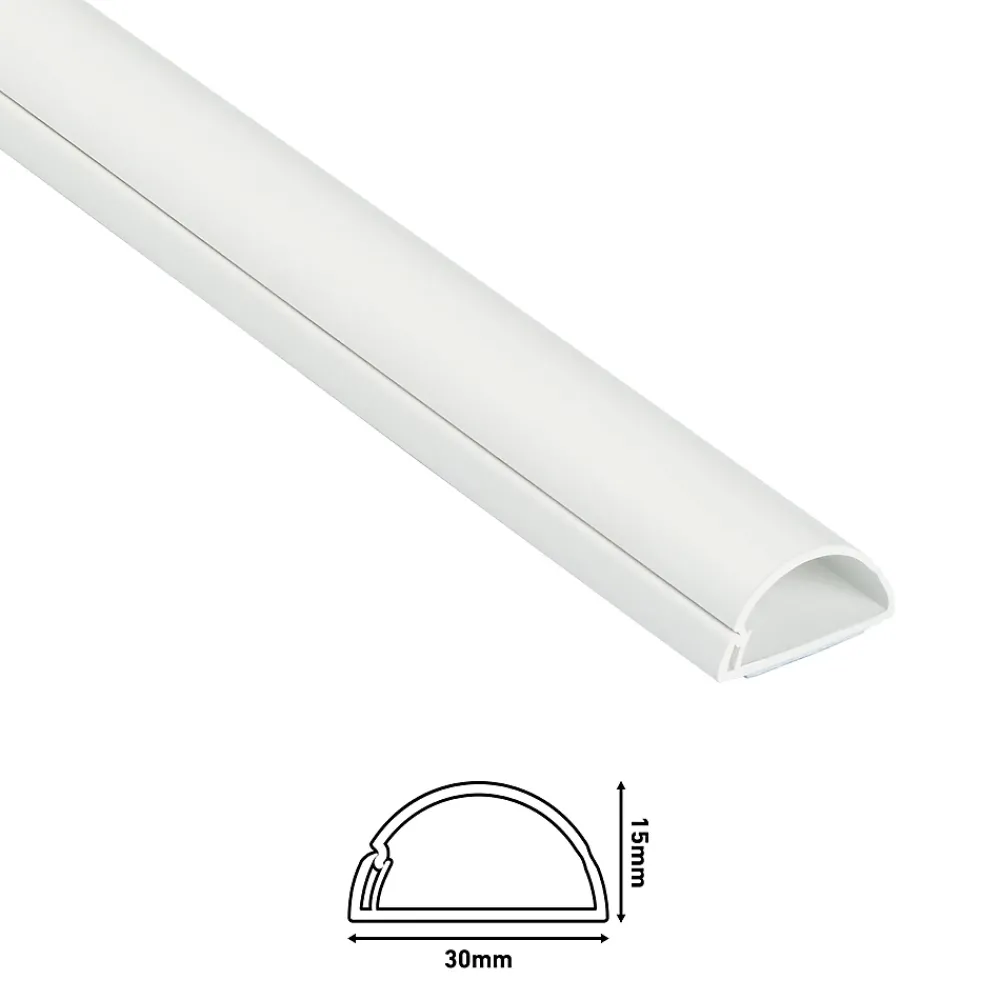 D-Line Moulure, Goulotte Et Plinthe-Kit moulure semi-circulaire 30 x 15 mm blanc avec accessoires, lot de 3