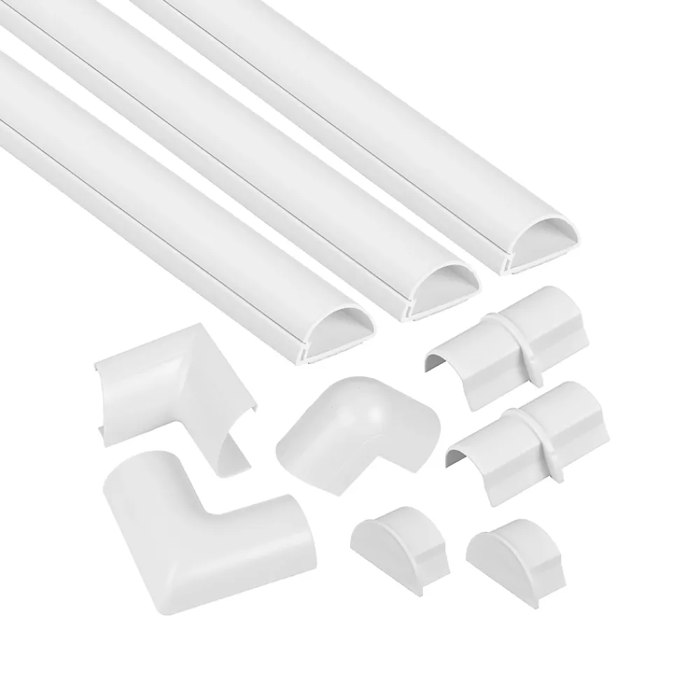 D-Line Moulure, Goulotte Et Plinthe-Kit moulure semi-circulaire 30 x 15 mm blanc avec accessoires, lot de 3